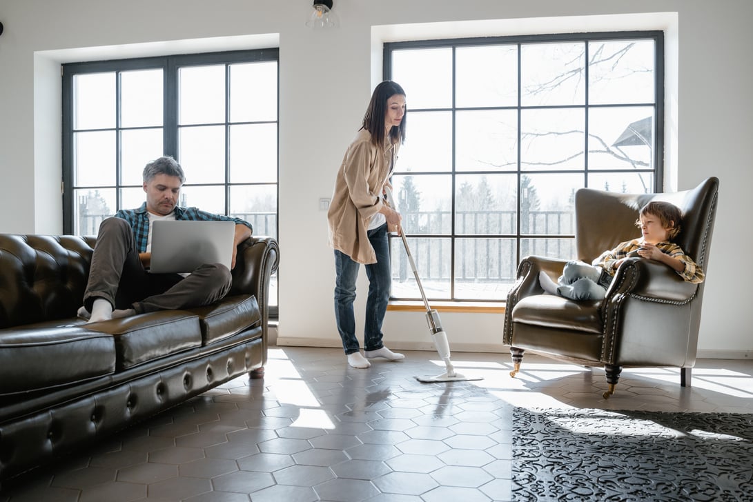 Family on a Living Room 